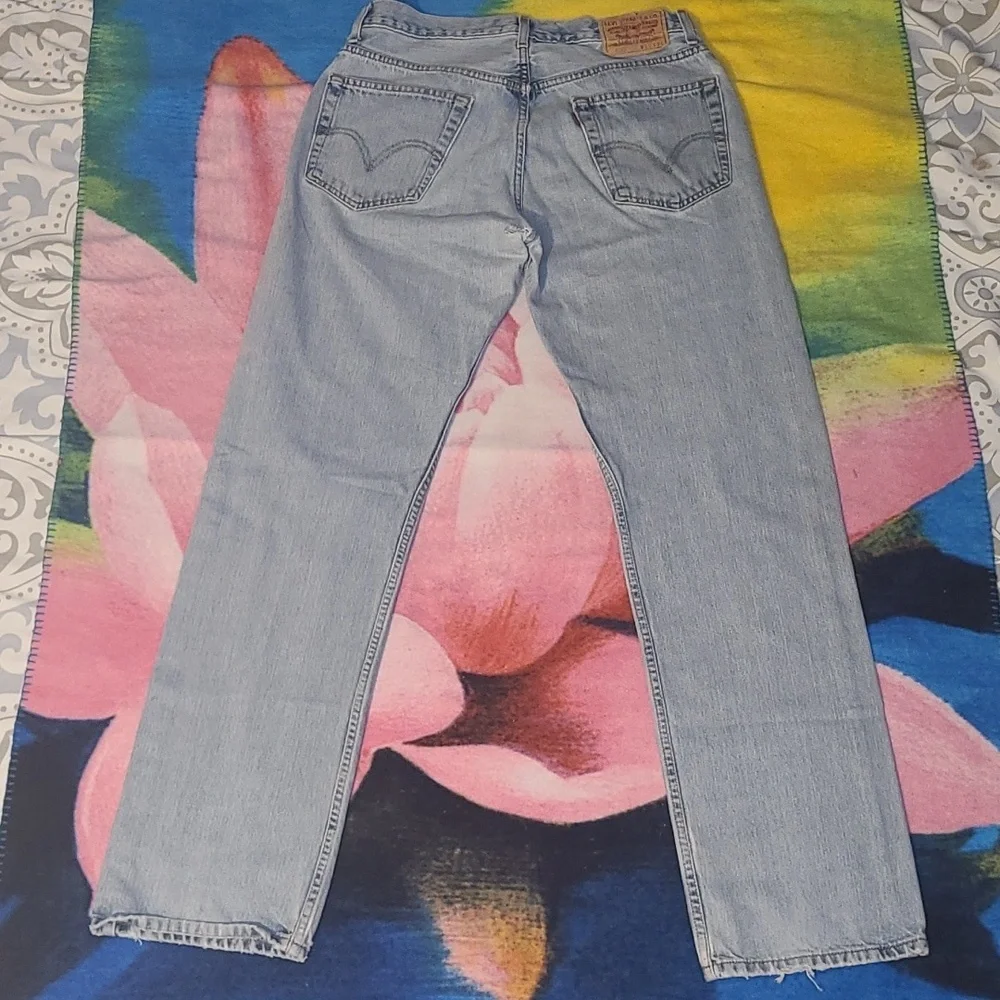 Levi’s 505 Vintage 90's Denim Faded Thrashed Blue Jeans Straight Leg 31 x 32